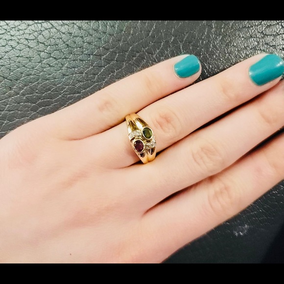 18k gold ruby & emerald Ring - Picture 7 of 8
